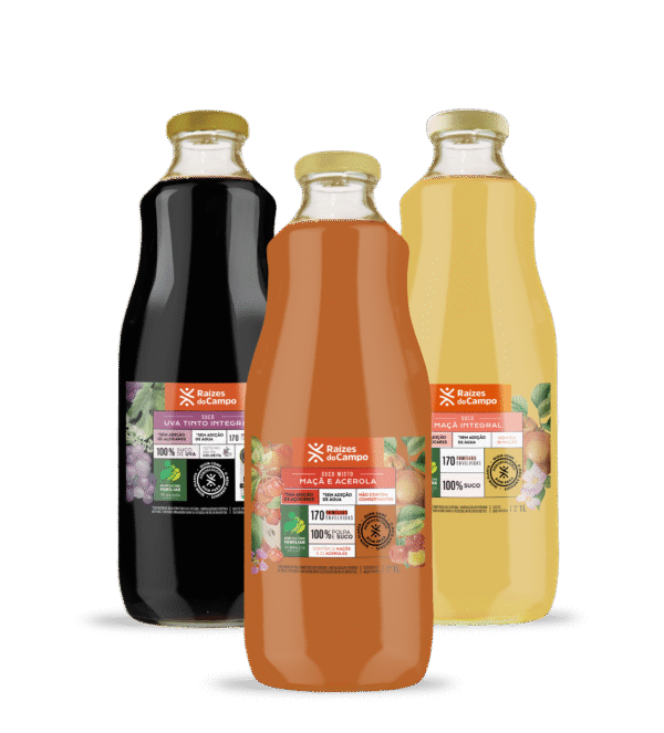 Suco Integral 1 Litro (Pack com 3 sabores variados - Uva, Maçã e Acerola)
